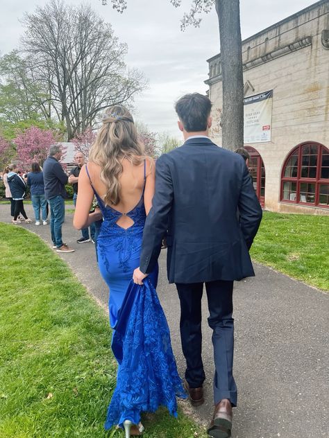 Pretty Mermaid Spaghetti Straps Royal Blue Satin Lace Applique Long Prom Dress,Evening Dress GG1928