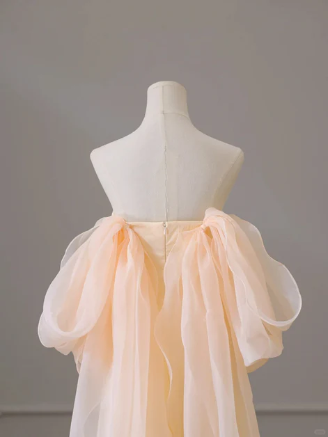 Elegant A-line Off The Shoulder Taffeta Champagne Long Formal Dress Prom Dress, Evening Dress GG193