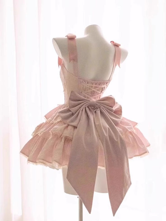 Cute Ball Gown Sweetheart Pink Satin Lace Short Prom Dress,Homecoming Dress,Birthday Dress GG3096