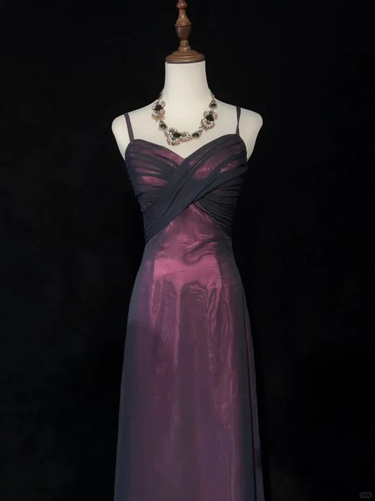 Elegant A Line Spaghetti Straps Black Tulle And Red Satin Long Prom Dress,Evening Dress GG319