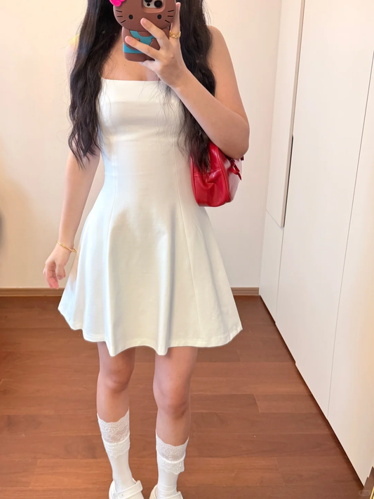 Simple A Line Spaghetti Straps Satin Short Homecoming Dress,Summer 20th Birthday Dress GG3909