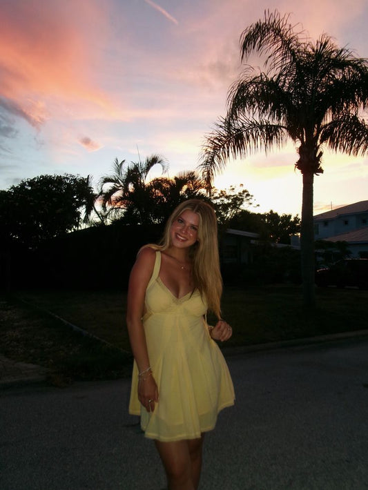 Pretty Yellow A Line Sweetheart Satin Tulle Short Homecoming Dress,Vacation Dress,Summer 17th Birthday Dress GG5006