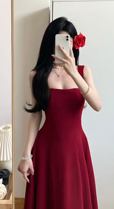 Burgundy A Line Square Satin Without Sleeves Long Prom Dress,Evening Dress GG5587