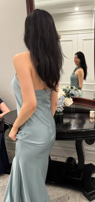 Pretty Mermaid Halter Satin Long Prom Dress,Evening Dress GG5825