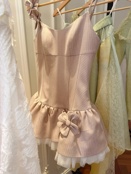 Retro Spaghetti Straps Homecoming Dress Appliques Birthday Dress Stripes A-Line Mini Dress GG5876