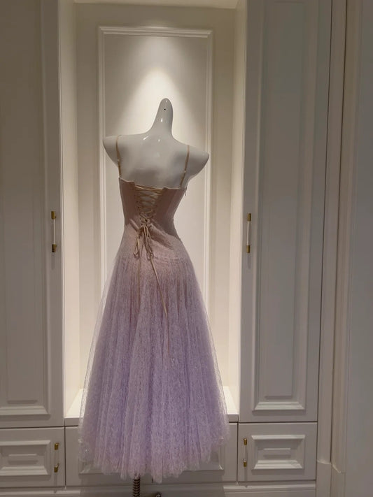 Dreamy Light Purple Prom Dress Sequins Tulle A-Line Evening Dress GG5907