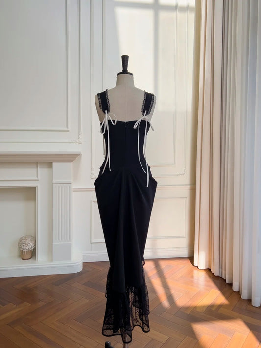 Alluring Sheath Black Homecoming Dress Lace Gathered Birthday Dress GG5946