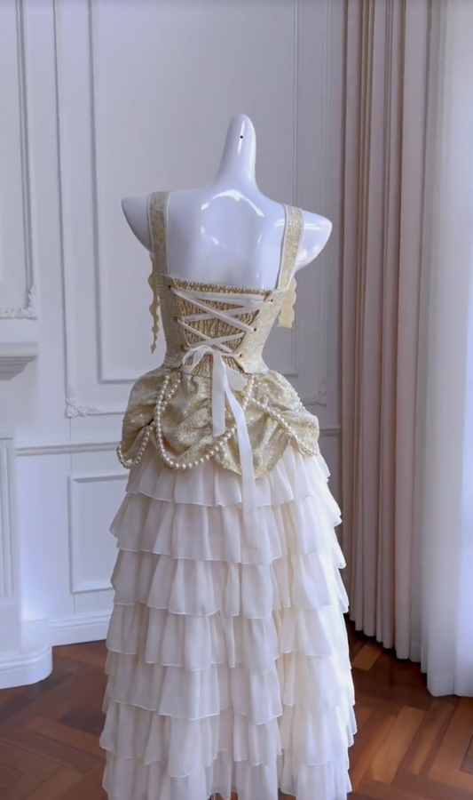 Lovely Spaghetti Straps Tiered Prom Dress Sequins Beading A-Line Evening Dress GG5992