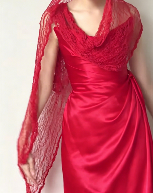 Glam Strapless Red Prom Dress Satin Sheath Evening Dress GG6420