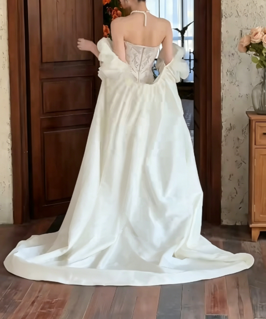 Graceful Strapless Lace Wedding Dress With Train Mermiad Bridal Dress GG6515