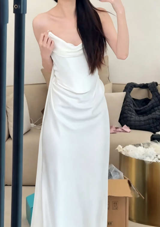 Graceful Strapless Ruched Wedding Dress Satin Mermiad Bridal Dress GG6528