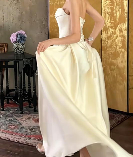 Graceful Strapless Wedding Dress Satin Mermiad Bridal Dress GG6668