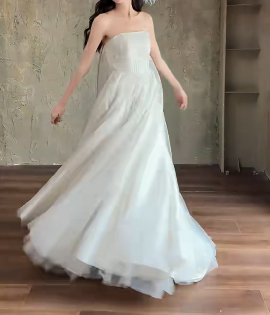 Luxury Strapless Wedding Dress Sequins A-Line Bridal Dress GG6704