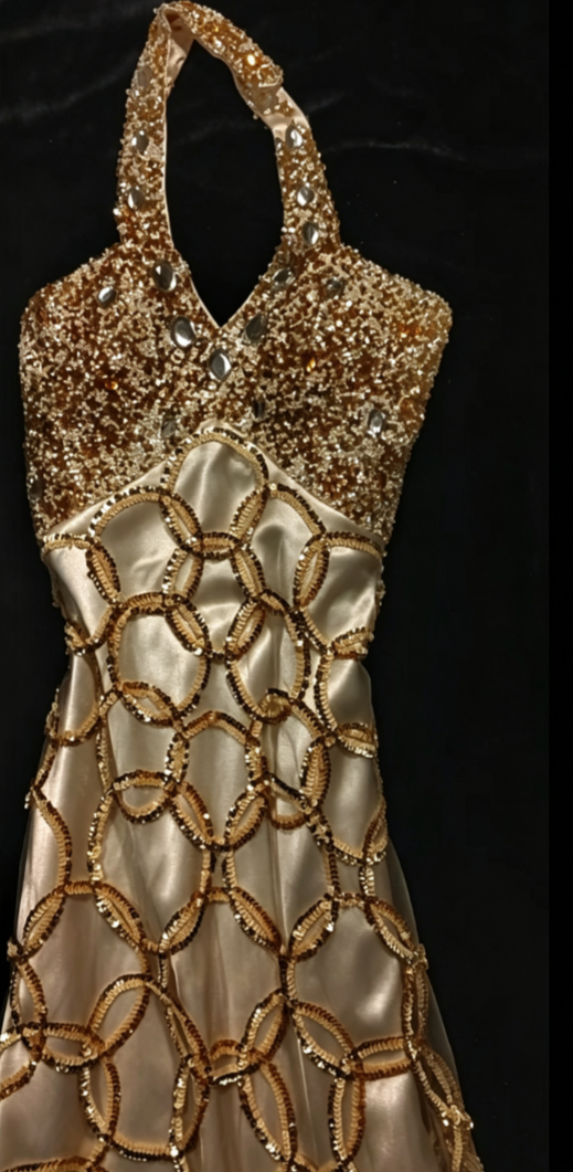 Sparkling Halter Neck Beading Prom Dress Sequins A-Line Formal Dress GG6826