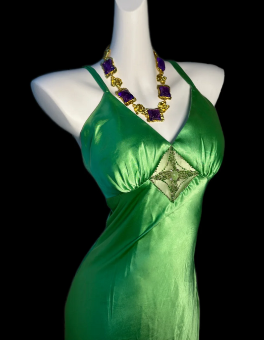 Trendy Spaghetti Straps Green Prom Dress Sequins Mermaid Formal Dress GG6843