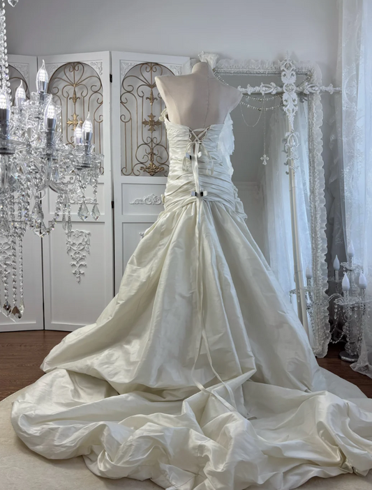 Classical Strapless Wedding Dress Sequins Flowers Mermaid Bridal Dress GG7578
