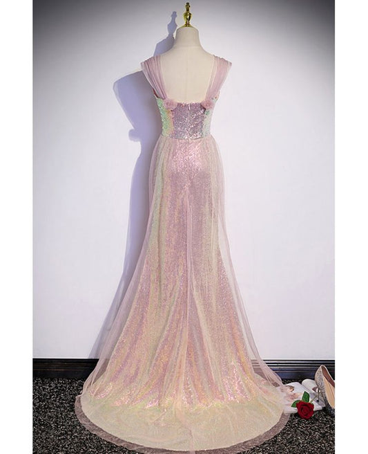Shiny Mermaid Off The Shoulder Sequin Tulle Long Prom Dress,Evening Dress GG777