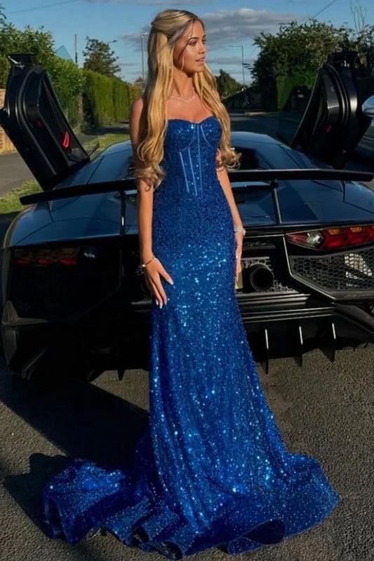 Shiny Mermaid Spaghetti Straps Sequin Beaded Long Prom Dress,Evening Dress GG938