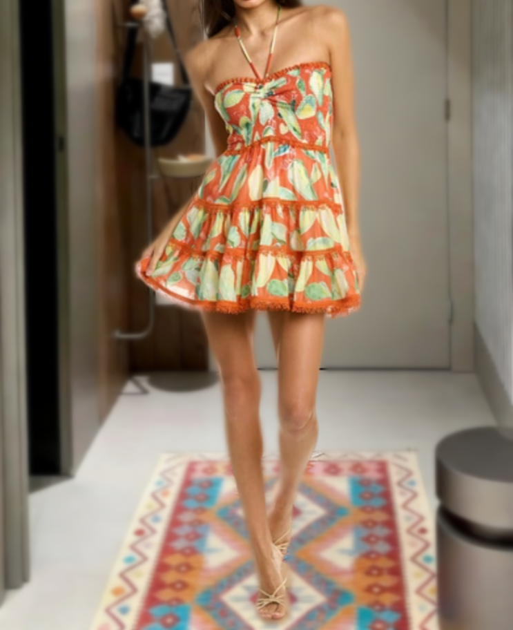 Chic A Line Halter Spaghetti Straps Chiffon Printing Short Prom Dress,Homecoming Dress,Evening Dress GG1070