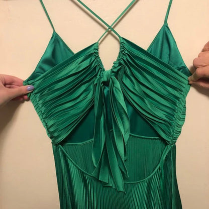 Graceful A Line Spaghetti Straps Chiffon Pleats Long Prom Dress,Evening Dress GG1140