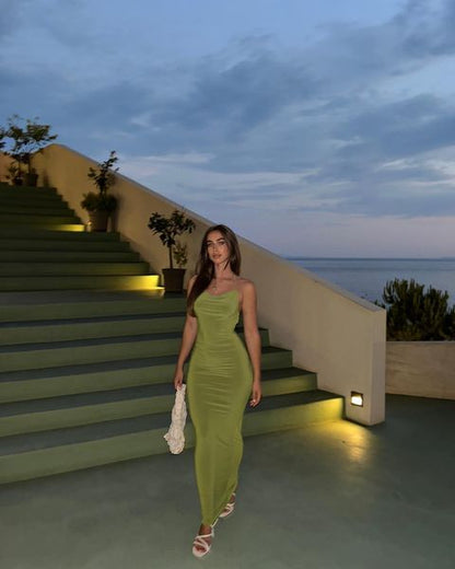Sexy Mermaid Halter Straps Satin Backless Long Prom Dress,Evening Dress GG1163