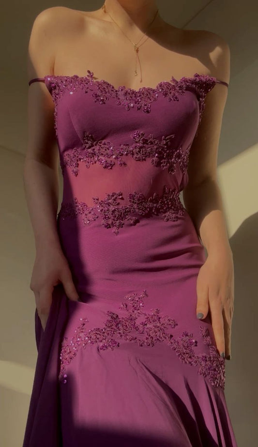 Graceful Mermaid Spaghetti Straps Chiffon Sequin Applique Long Prom Dress,Evening Dress GG1177