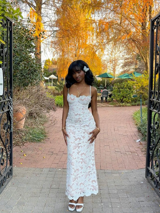 Glamorous Mermaid Spaghetti Straps Lace Long Prom Dress,Evening Dress GG1276