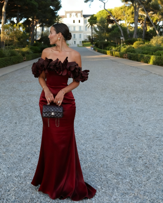 Elegant Mermaid Off The Shoulder Satin Long Prom Dress,Evening Dress GG1283