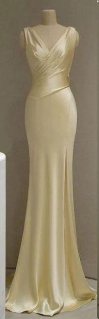 Pretty Mermaid V Neckline Yellow Satin Long Prom Dresses With Ruffle Long Evening Dresses GG130