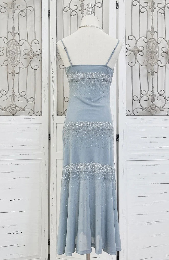 Starry Mermaid Spaghetti Straps Chiffon Beaded Tea Length Prom Dress,Evening Dress GG1372