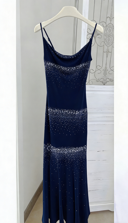 Starry Mermaid Spaghetti Straps Chiffon Beaded Tea Length Prom Dress,Evening Dress GG1372