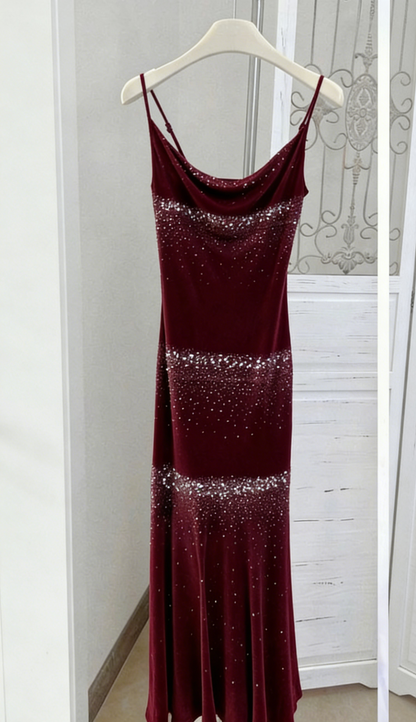 Starry Mermaid Spaghetti Straps Chiffon Beaded Tea Length Prom Dress,Evening Dress GG1372