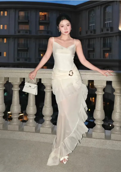 Sweet A Line Spaghetti Straps Chiffon Long Prom Dress,Evening Dress GG1433