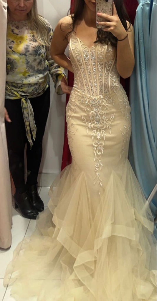 Pretty Mermaid Sweetheart Tulle Applique Long Prom Dress,Evening Dress GG1896