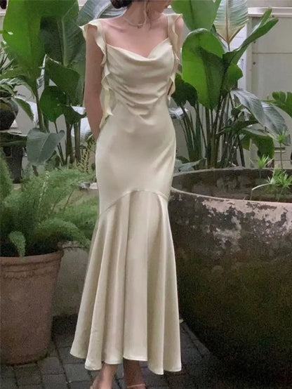 Pretty Mermaid Ruffles Spaghetti Straps Long Prom Dress,Evening Dress GG2076
