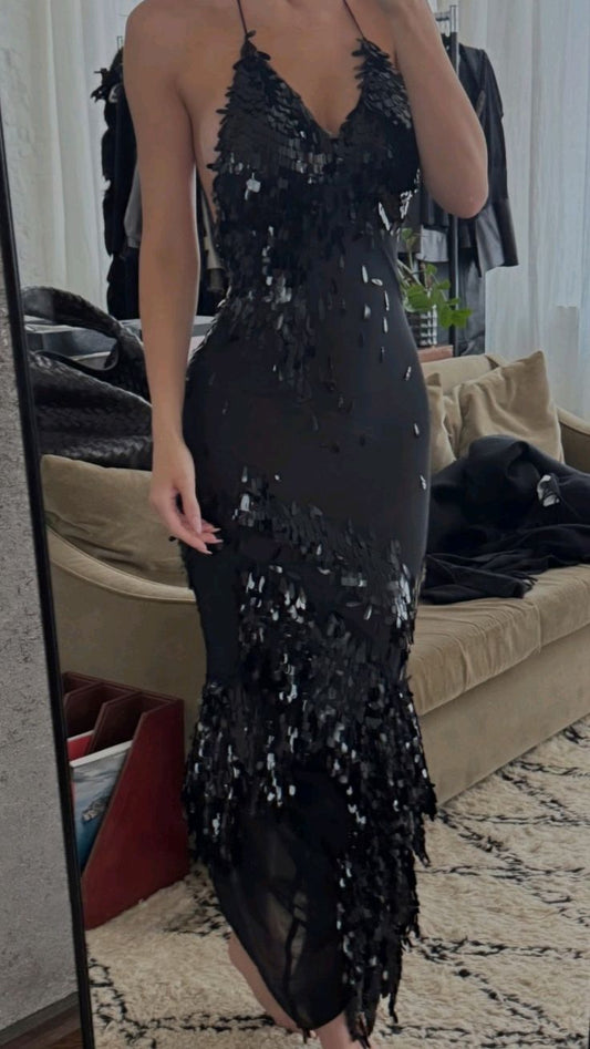 Sexy Mermaid Halter Strap Black Satin Long Prom Dress,Party Dress,Evening Dress GG2168