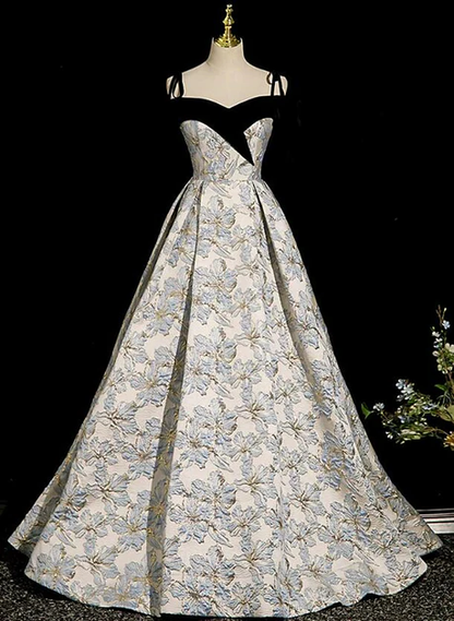 Elegant Beautiful A Line spaghetti Straps Satin Applique Sweetheart Long Prom Dress,Evening Dress GG225