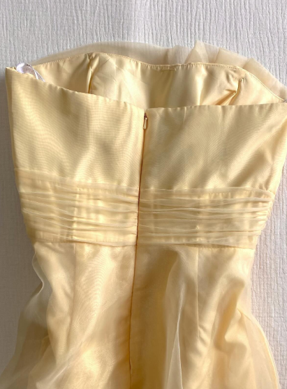 Cute A Line Strapless Pastel Yellow Chiffon Short Prom Dress,Homecoming Dress,Birthday Dress GG2434