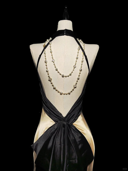 Vintage Mermaid Halter Satin Backless  Long Prom Dress, Party Dress, Evening Dress GG2740