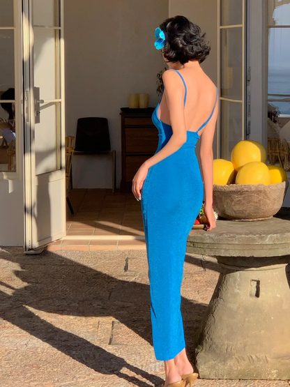 Absolutely Beautiful Mermaid Spaghetti Straps Blue Satin Long Prom Dress, Party Dress, Evening Dress GG2764