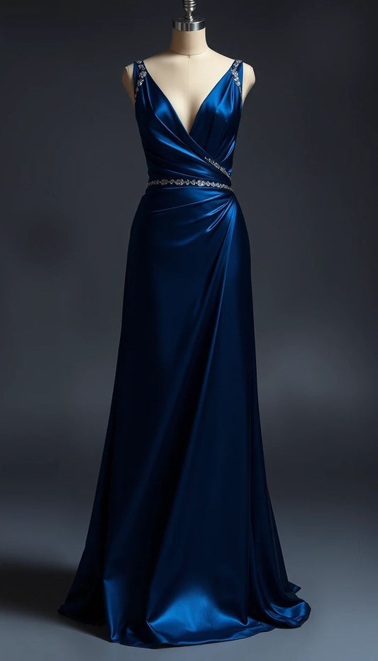 Elegant Mermaid Spaghetti Straps Satin Long Mother Of Bride Dress,Evening Dress GG3059