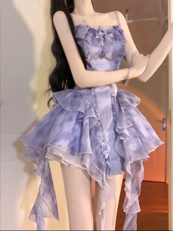 Lilac A Line Spaghetti Straps Chiffon Short Prom Dress,Homecoming Dress,Birthday Dress GG3168