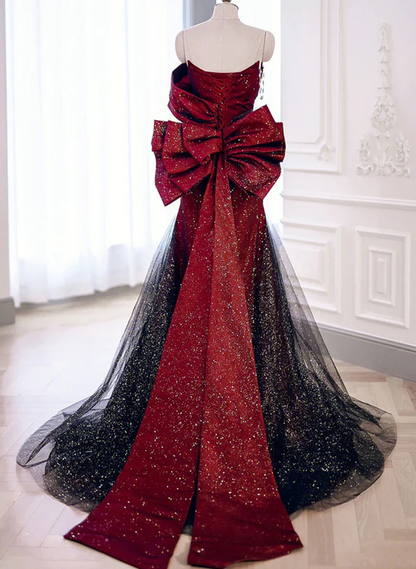 Chic A Line Sweetheart Beaded Tulle Back Bow Long Prom Dress,Evening Dress GG323