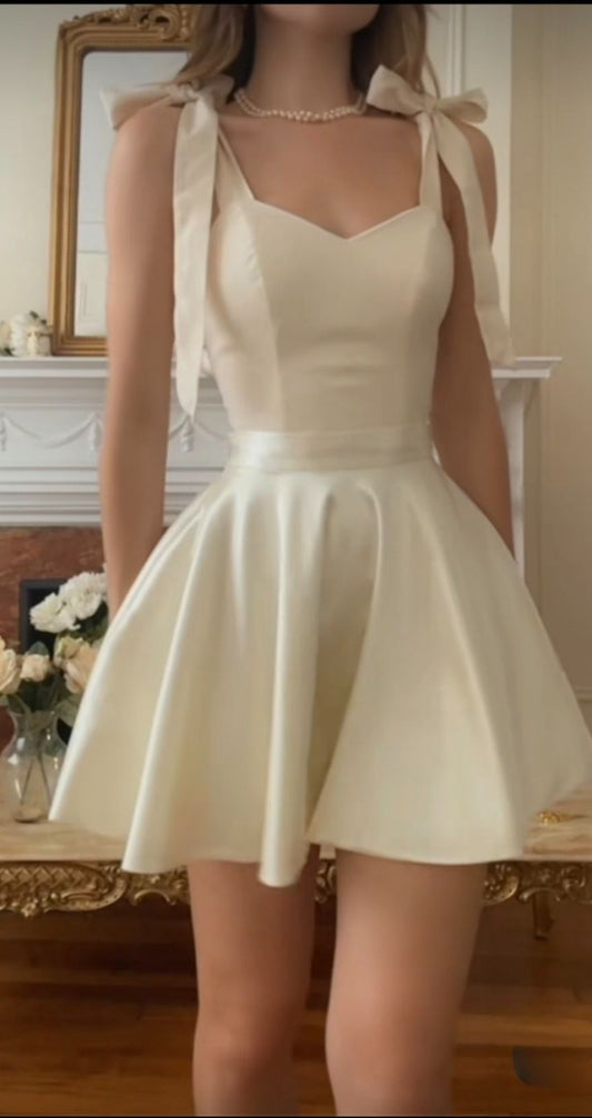 Cute A Line Spaghetti Straps Satin Short Prom Dress,Homecoming Dress,Birthday Dress GG3288