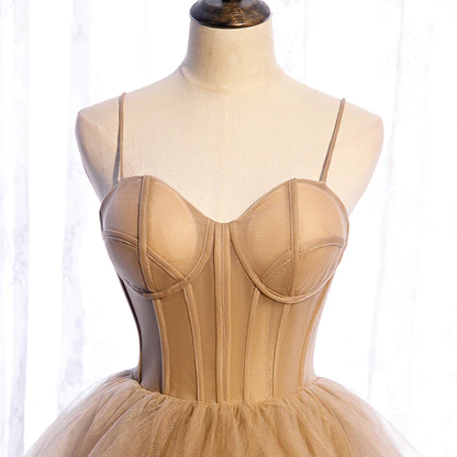 New Elegant A Line Sweetheart Neck Flouncing Tulle Long Prom Dresses,Tulle Long Formal Graduation Dresses GG370