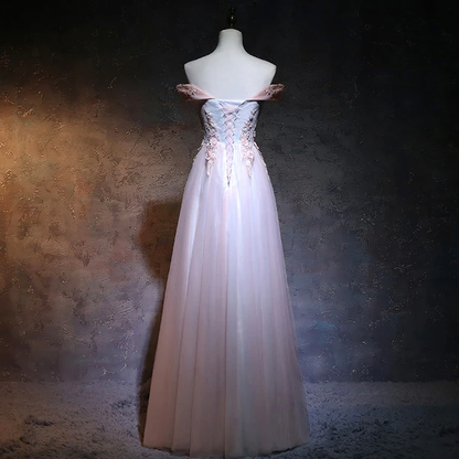 Gorgeous A Line Off The Shoulder Applique Long Prom Dress,Evening Dress GG384