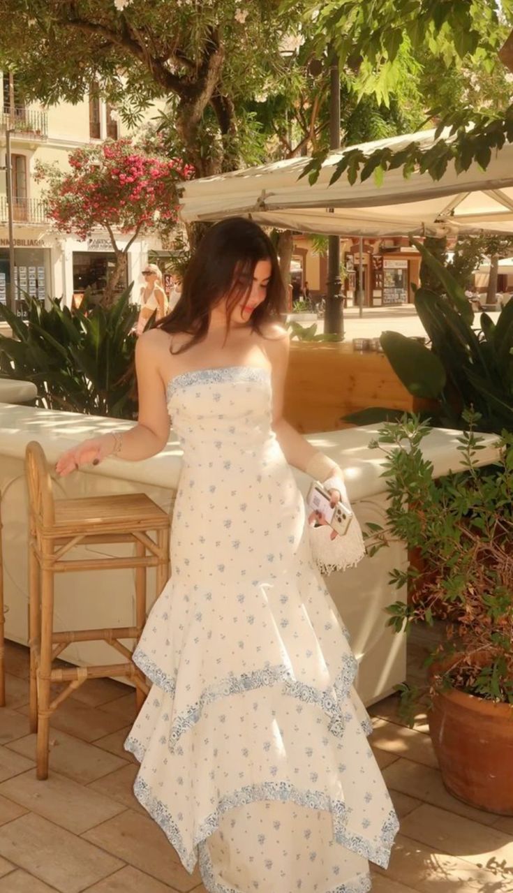 Pretty Mermaid Strapless Satin Floral Printed Tiered Long Prom Dress,Party Dress,Formal Evening Dress GG4100