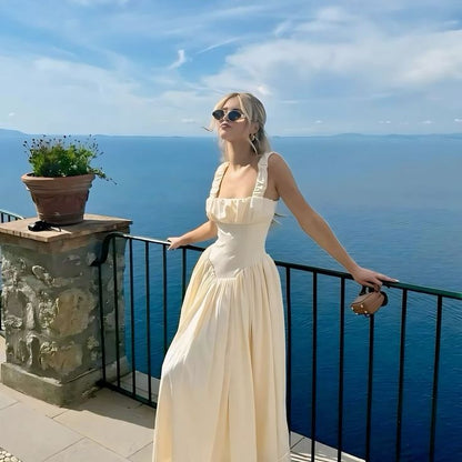 Simple A Line Square Satin Long Prom Dress,Party Dress,Formal Evening Dress GG4101