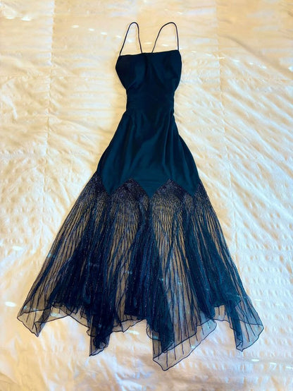 Pretty A Line Spaghetti Straps Satin Tulle Long Prom Dress,Party Dress,Formal Evening Dress GG4468