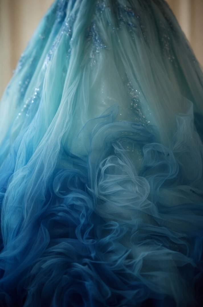 Chic A Line Sweetheart Turquoise Gradient Beading Tulle Long Prom Dress, Evening Dress GG461
